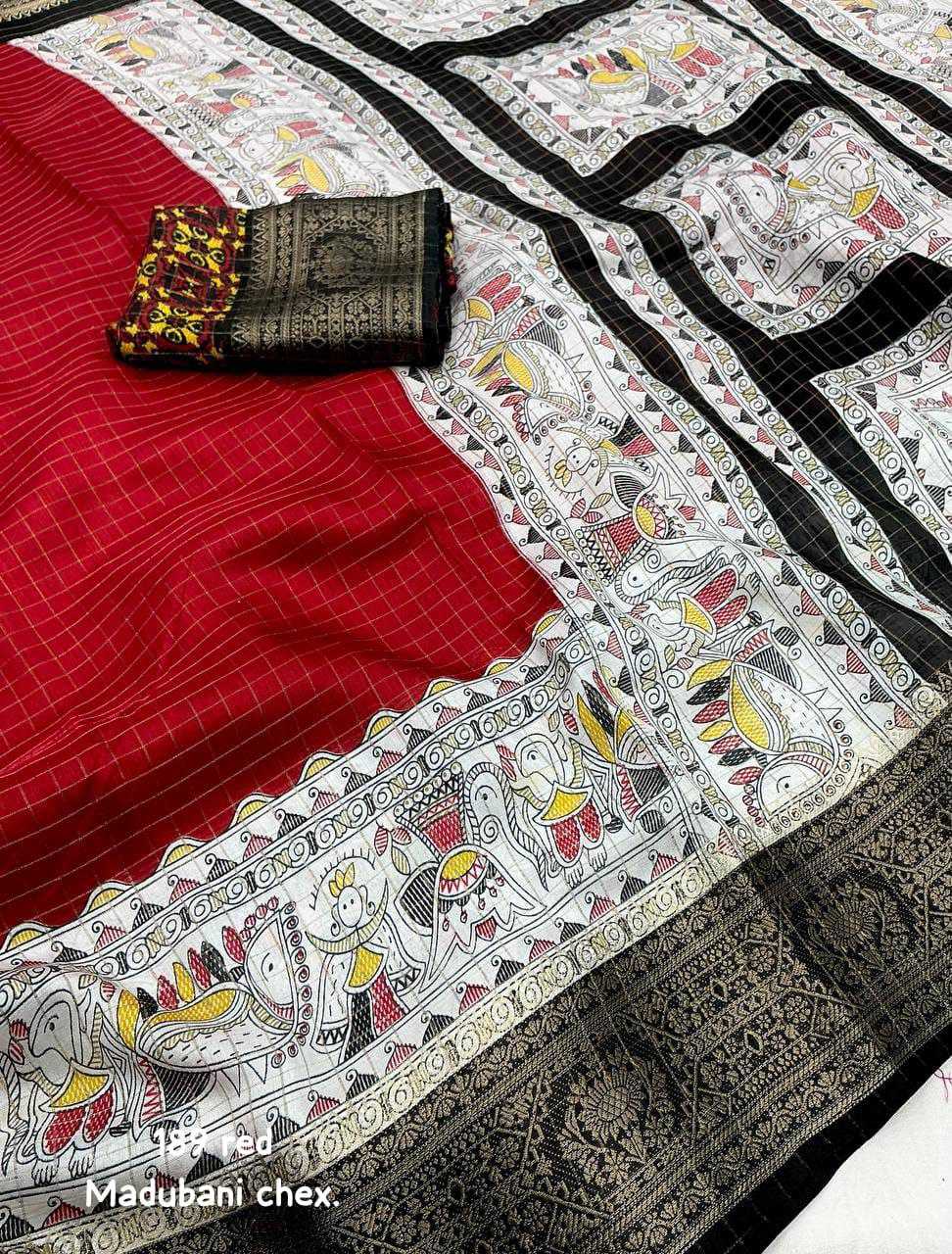 YNF COTON KESH118 189 SAREES WHOLESALE PRINTED COTTON LINEN MADHUBANI ZARI BORDER SAREES MANUFACTURER