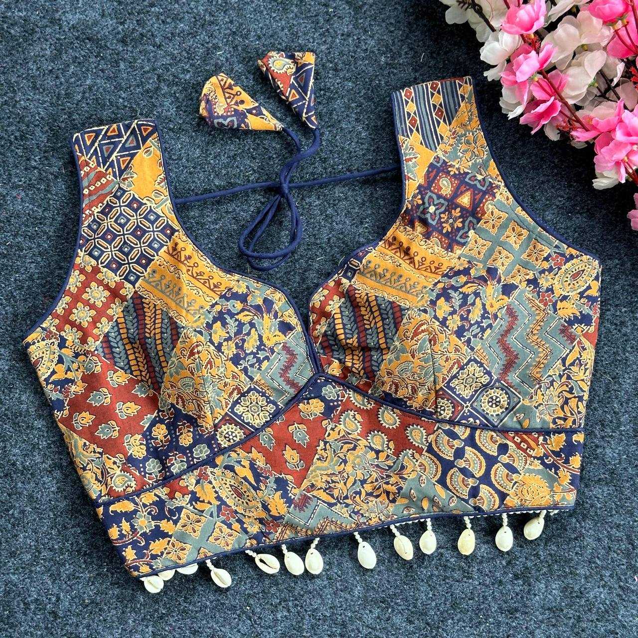 YNF COTTON KESH116 20 READYMADE BLOUSE WHOLESALE V-NECK PRINTED SLEEVELESS COTTONN BLOUSE MANUFACTURER