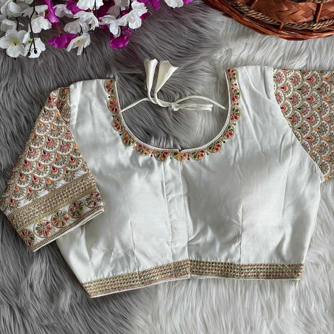 YNF HEAVY ROMAN SILK RIN117 216 READYMADE BLOUSE WHOLESALE SEQUENCE EMBROIDERY FASHION BLOUSE MANUFACTURER 