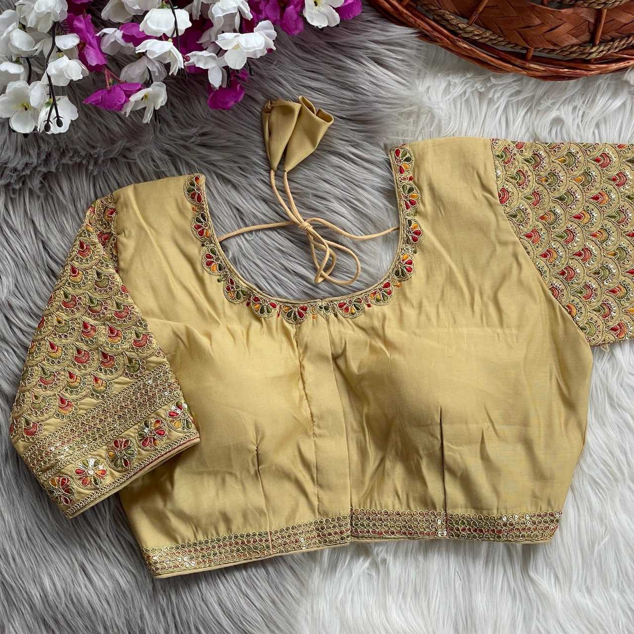 YNF HEAVY ROMAN SILK RIN117 216 READYMADE BLOUSE WHOLESALE SEQUENCE EMBROIDERY FASHION BLOUSE MANUFACTURER 