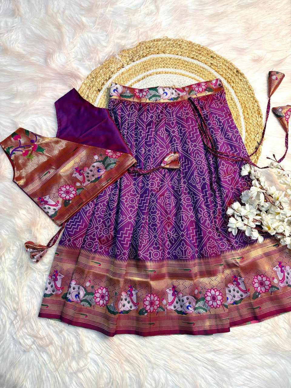 YNF PAITHANI SILK RIN193 APN12 KIDS WEAR WHOLESALE KIDS LEHENGAS MANUFACTURER