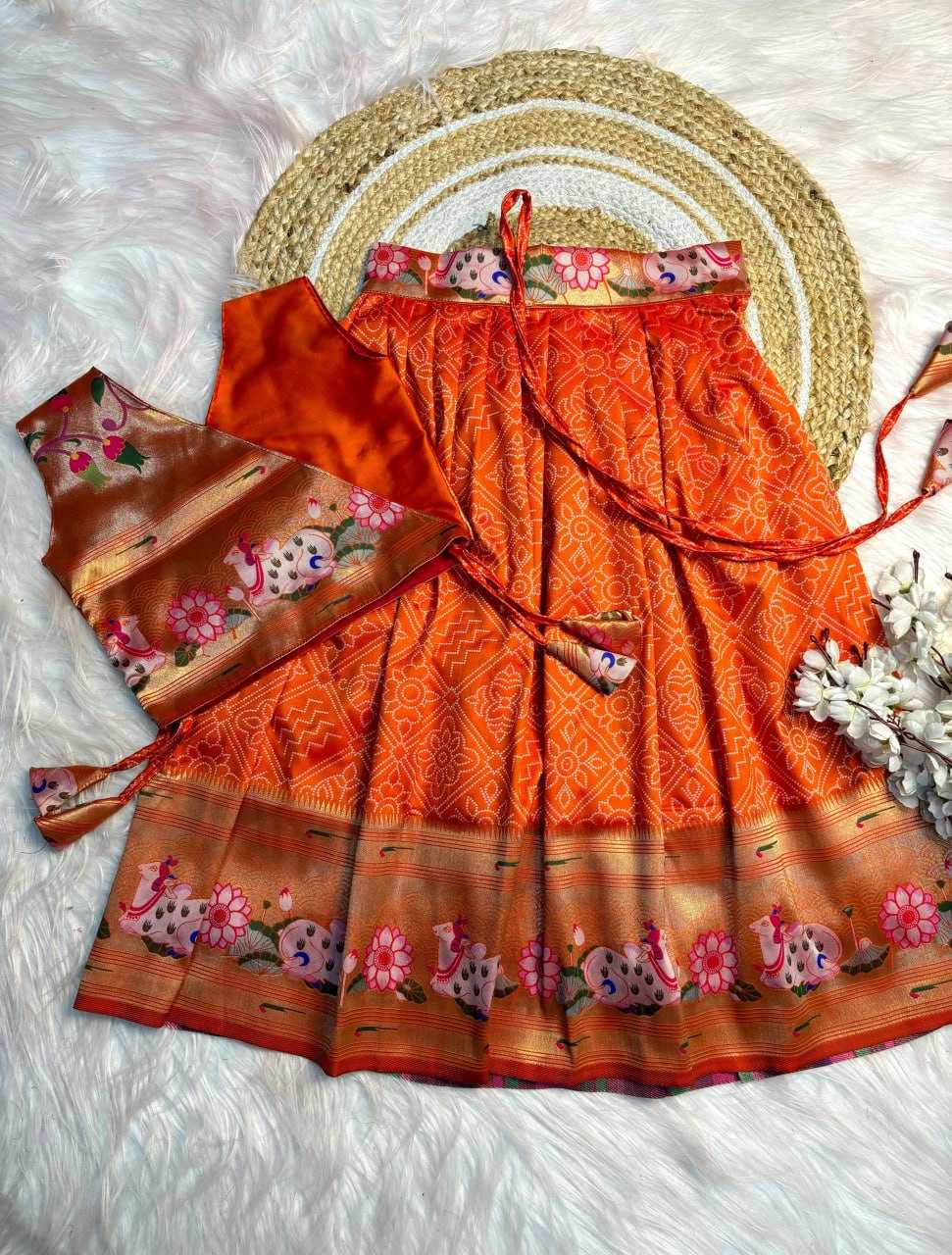 YNF PAITHANI SILK RIN193 APN12 KIDS WEAR WHOLESALE KIDS LEHENGAS MANUFACTURER