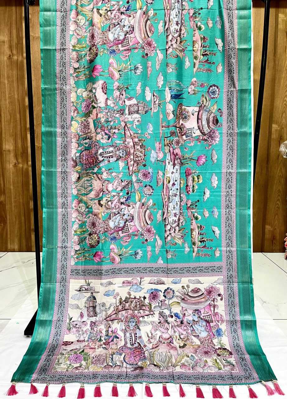 YNF SILK RIN116 REW23 SAREES WHOLESALE PRINTED MADHUBANI ZARI BORDER SAREES MANUFACTURER