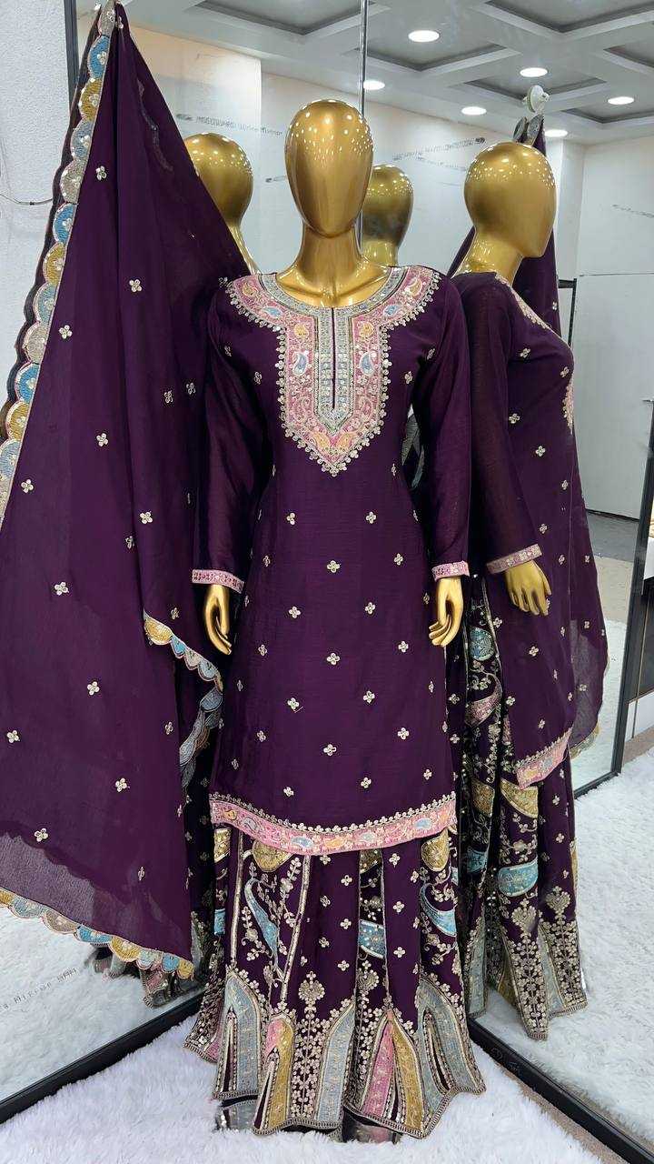 YNF CHINON SILK KESH128 377 SUITS & DREESES WHOLESALE SHARARA SALWAR EMBROIDERY LADIES SILK WEDDING SUITS MANUFACTURER