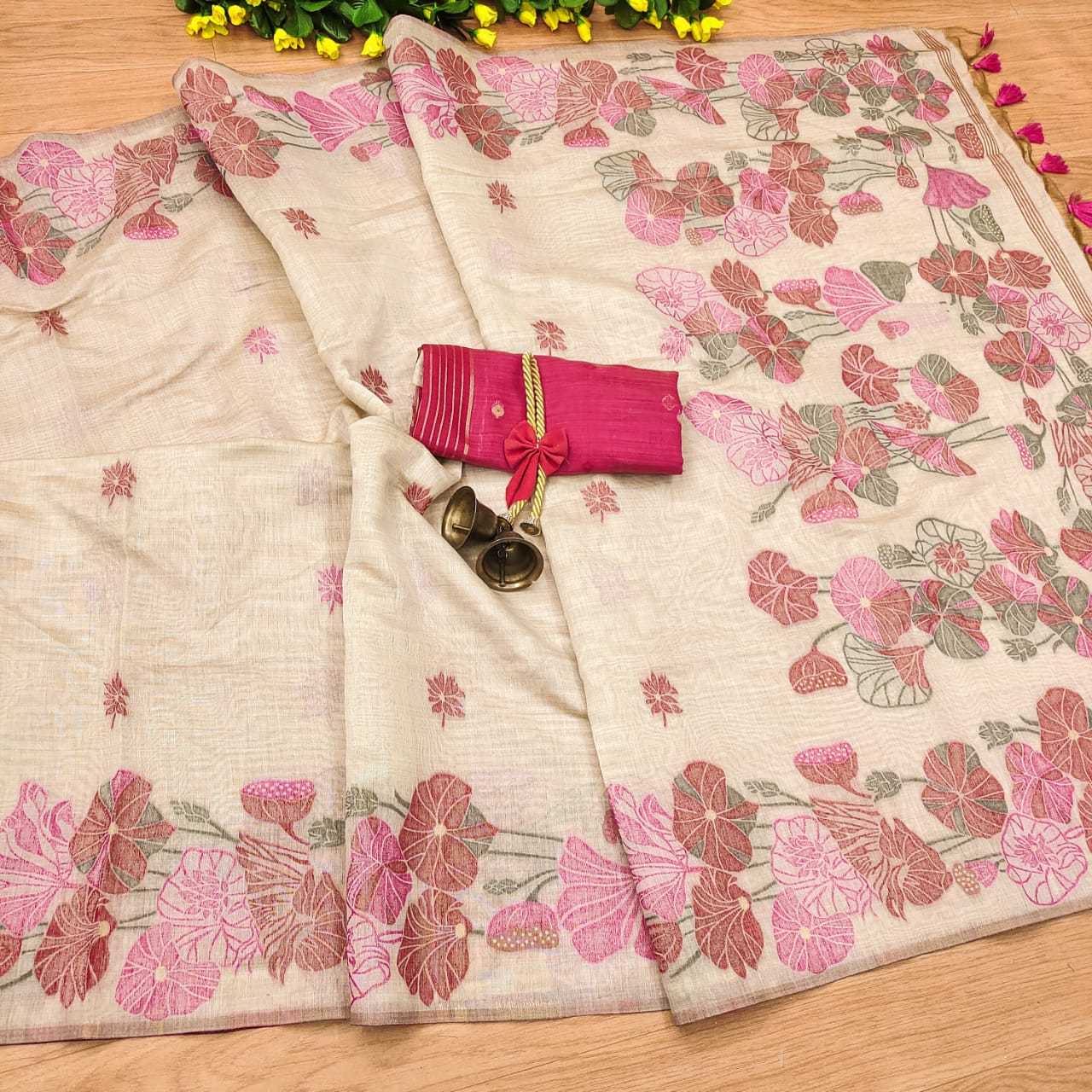 YNF COTTON KESH171 213 SAREES WHOLESALE PRINTED COTTON LINEN SAREES MANUFACTURER