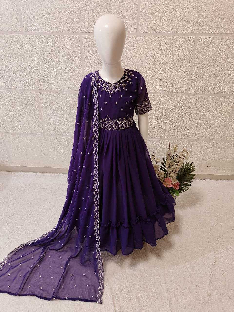 YNF GEORGETTE KESH168 MNT19 KIDS WEAR WHOLESALE KIDS GOWNS KIDS ETHNIC GOWNS KIDS TRADITIONAL WEAR KIDS FESTIVE WEAR MANUFACTURER