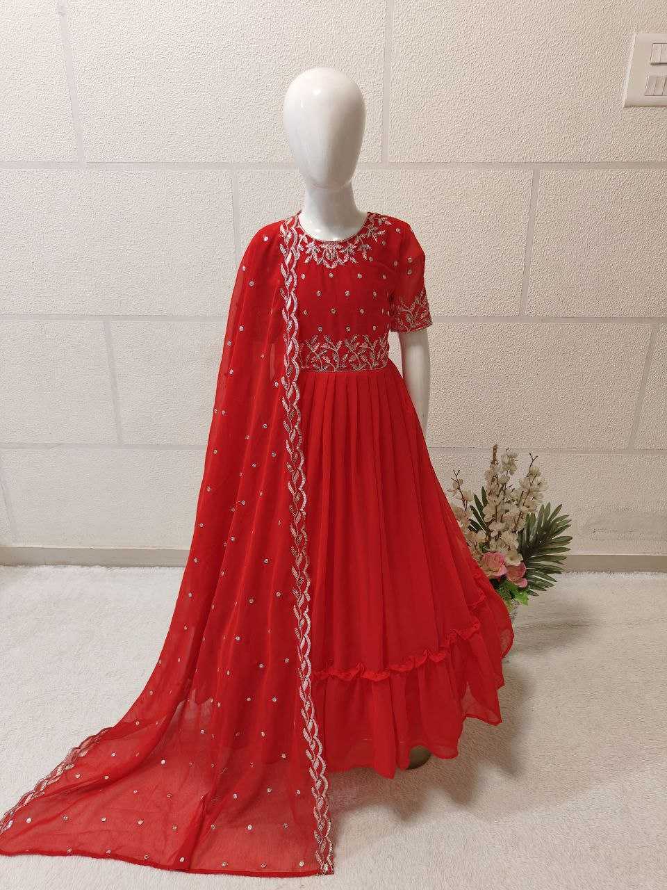 YNF GEORGETTE KESH168 MNT19 KIDS WEAR WHOLESALE KIDS GOWNS KIDS ETHNIC GOWNS KIDS TRADITIONAL WEAR KIDS FESTIVE WEAR MANUFACTURER