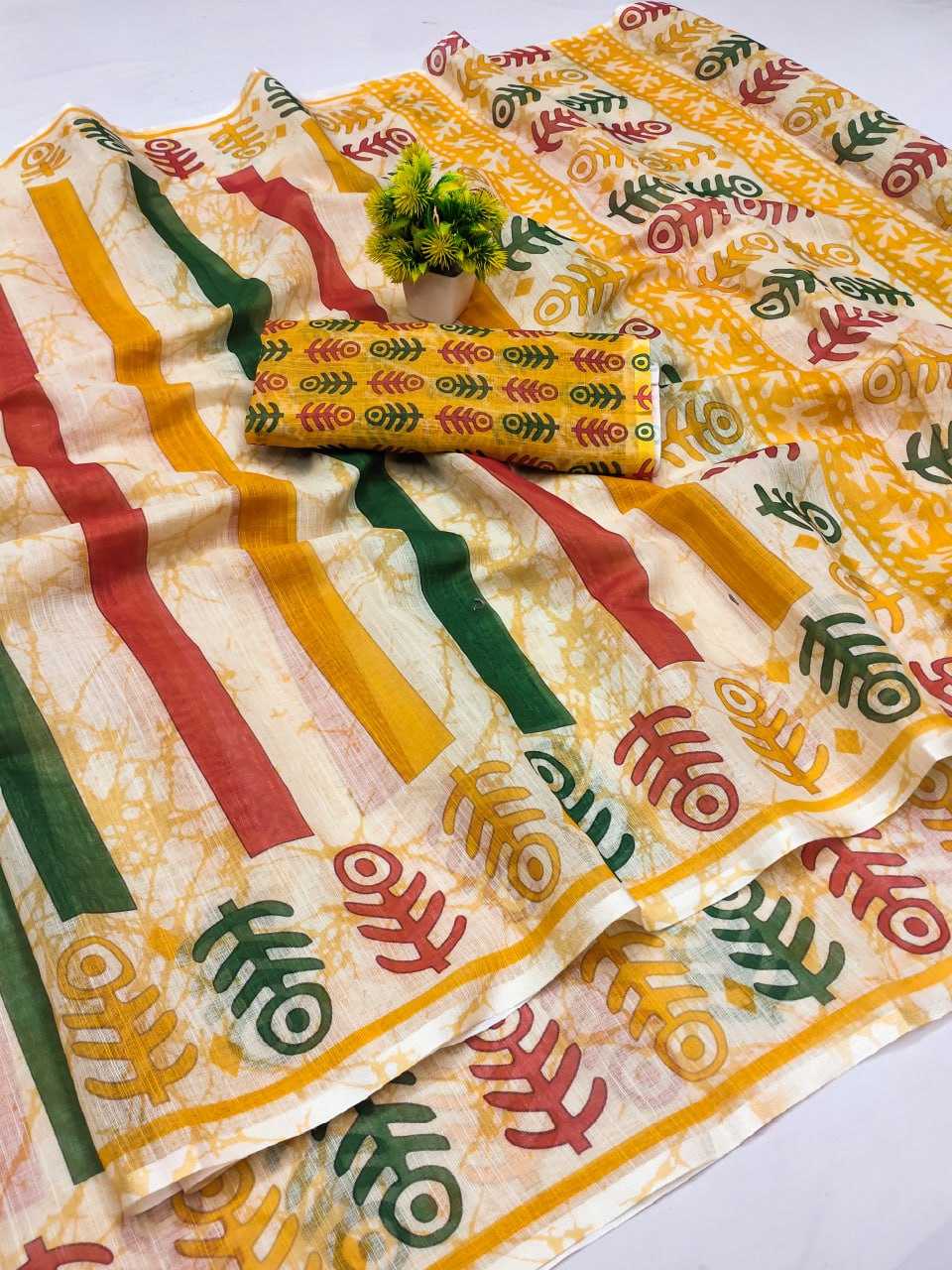 YNF LINEN RIN145 LAKSHMI SAREES WHOLESALE PRINTED LADIES BATIK SAREES MANUFACTURER