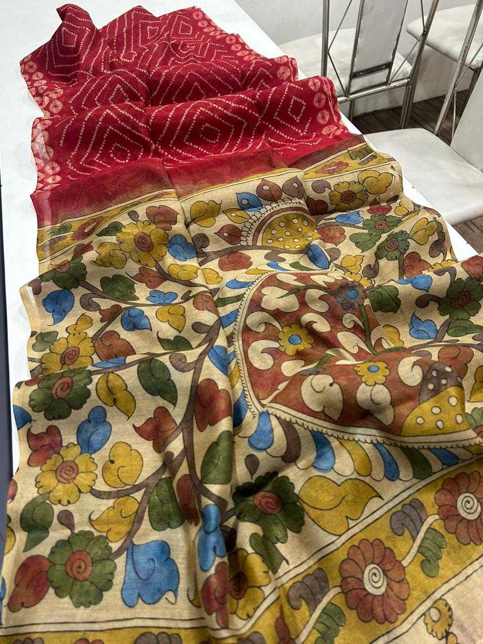 YNF LINEN RIN163 RAE41 SAREES WHOLESALE PRINTED LADIES KALAMKARI SAREES MANUFACTURER