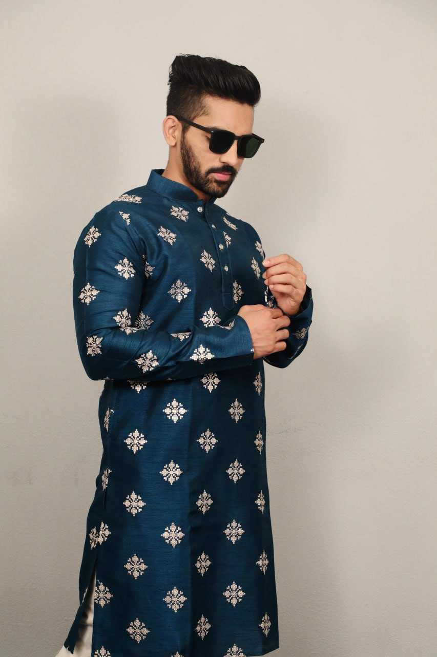 YNF PARBON SILK RIN111 GOLDEN FLOWER MENS WEAR WHOLESALE MENS KURTA PYJAMA SILK KURTA MANUFACTURER