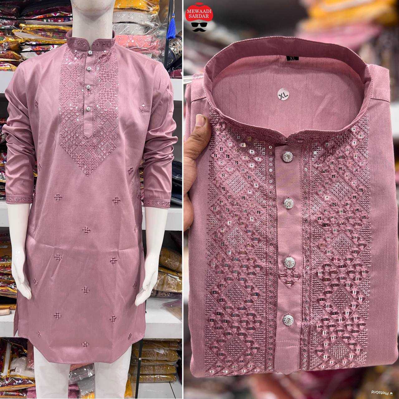 YNF PREMIUM SILK RIN125 INL01 MENS WEAR WHOLESALE MENS KURTA PYJAMA EMBROIDERED KURTA PYJAMA MANUFACTURER