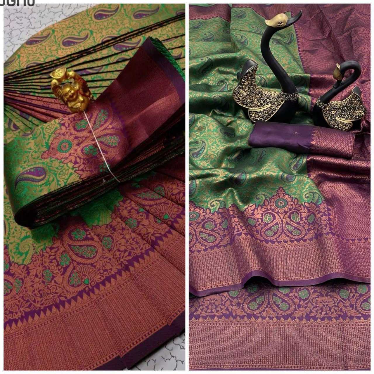 YNF TISSUE RIN179 624 SAREES WHOLESALE TISSUE SILK KANCHIPURAM ZARI BORDER SAREES MANUFACTURER