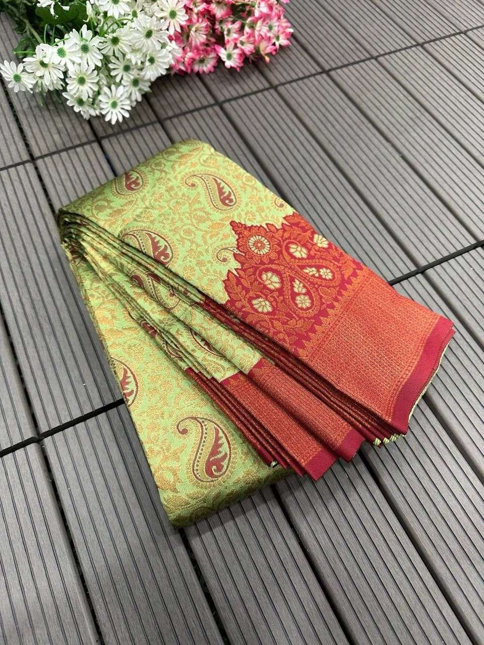 YNF TISSUE RIN179 624 SAREES WHOLESALE TISSUE SILK KANCHIPURAM ZARI BORDER SAREES MANUFACTURER