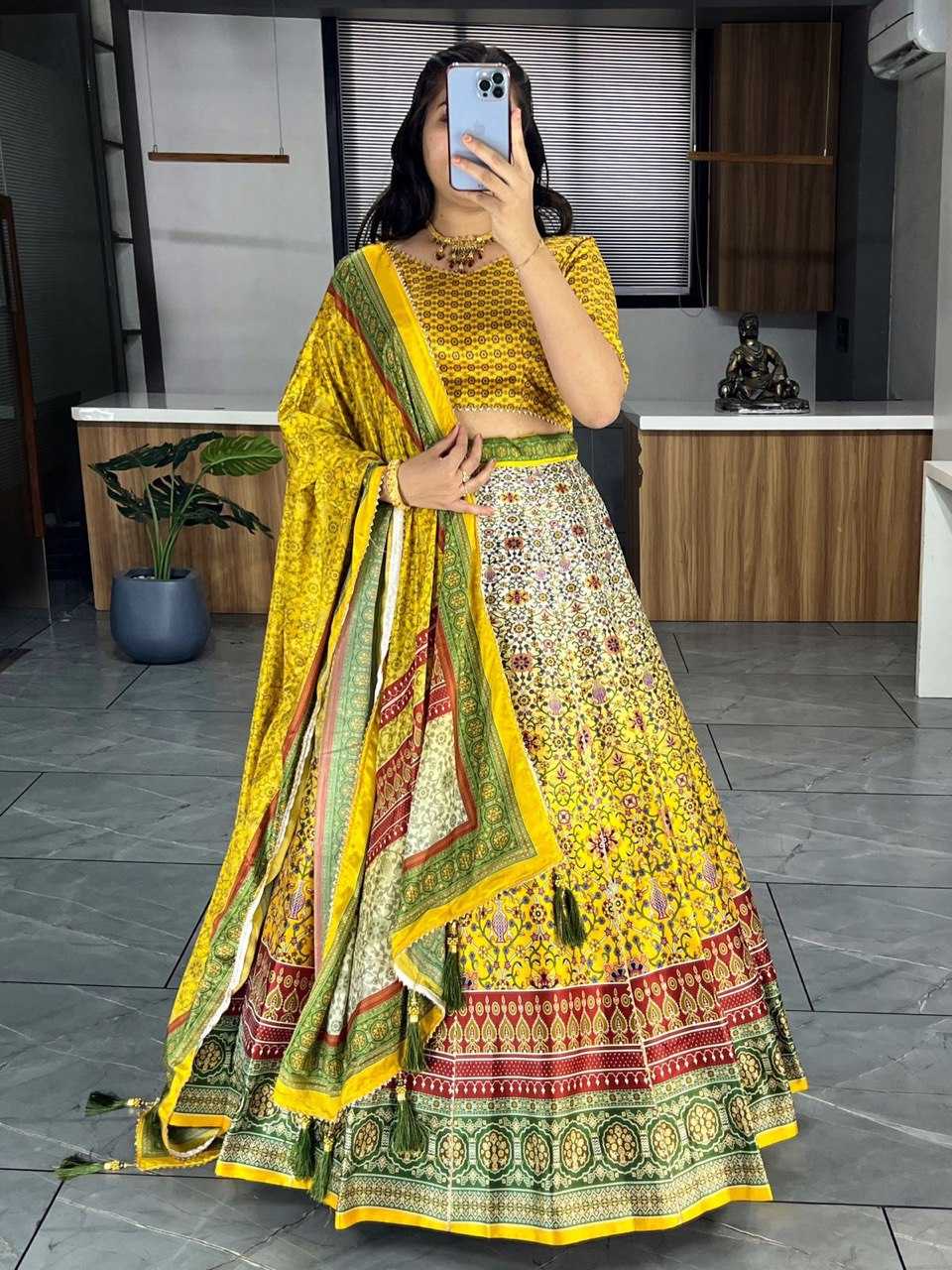 YNF ART SILK RIN119 6134 LEHENGAS WHOLESALE DESIGENR SILK PRINTED GOTA PATTI LEHENGAS MANUFACTURER - Deevit International