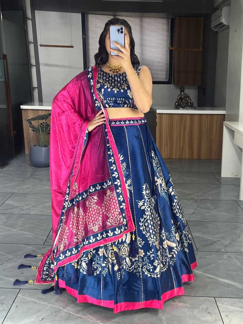 YNF ART SILK RIN119 6134 LEHENGAS WHOLESALE DESIGENR SILK PRINTED GOTA PATTI LEHENGAS MANUFACTURER - Deevit International