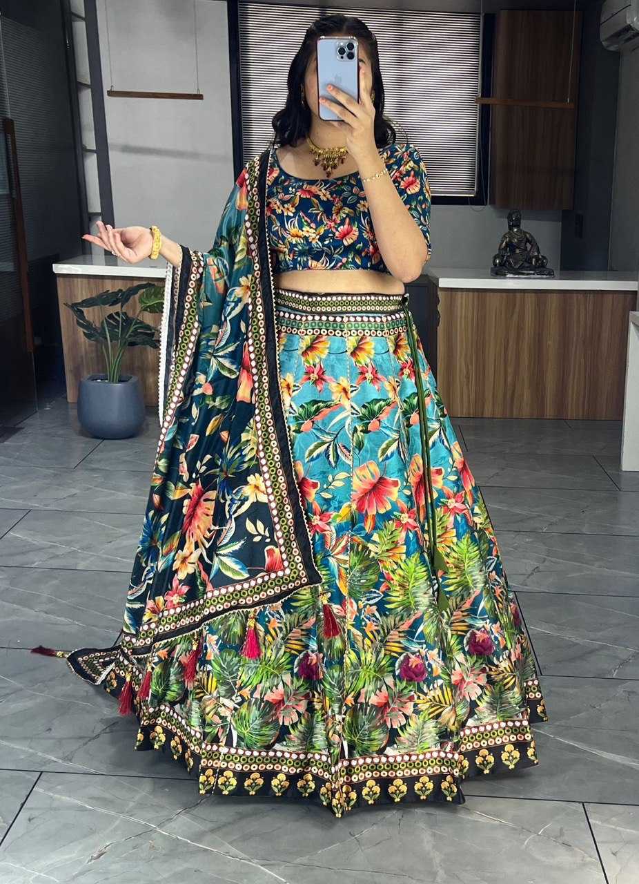 YNF ART SILK RIN119 6134 LEHENGAS WHOLESALE DESIGENR SILK PRINTED GOTA PATTI LEHENGAS MANUFACTURER - Deevit International