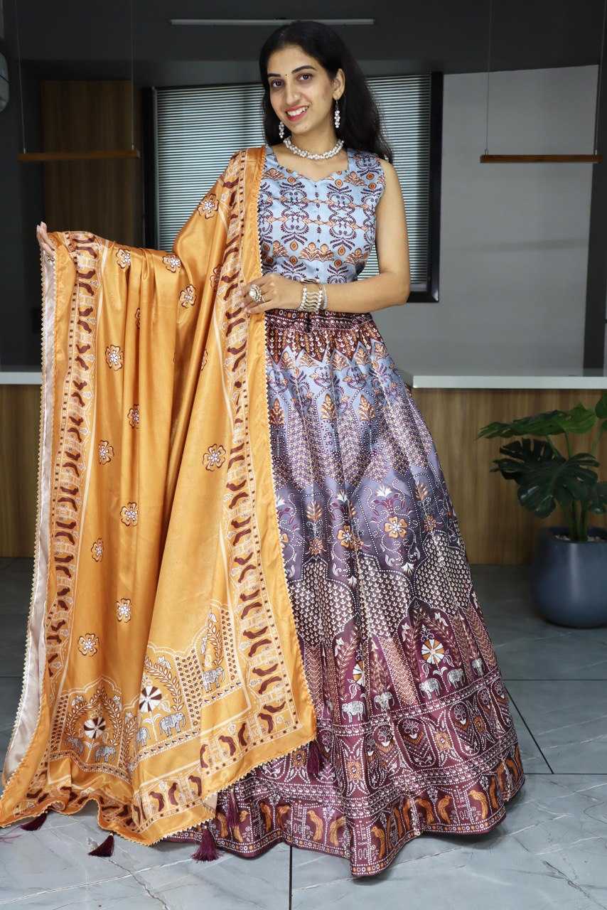 YNF ART SILK RIN119 7140 LEHENGAS WHOLESALE SILK PRINTED GOTA PATTI LEHENGAS MANUFACTURER