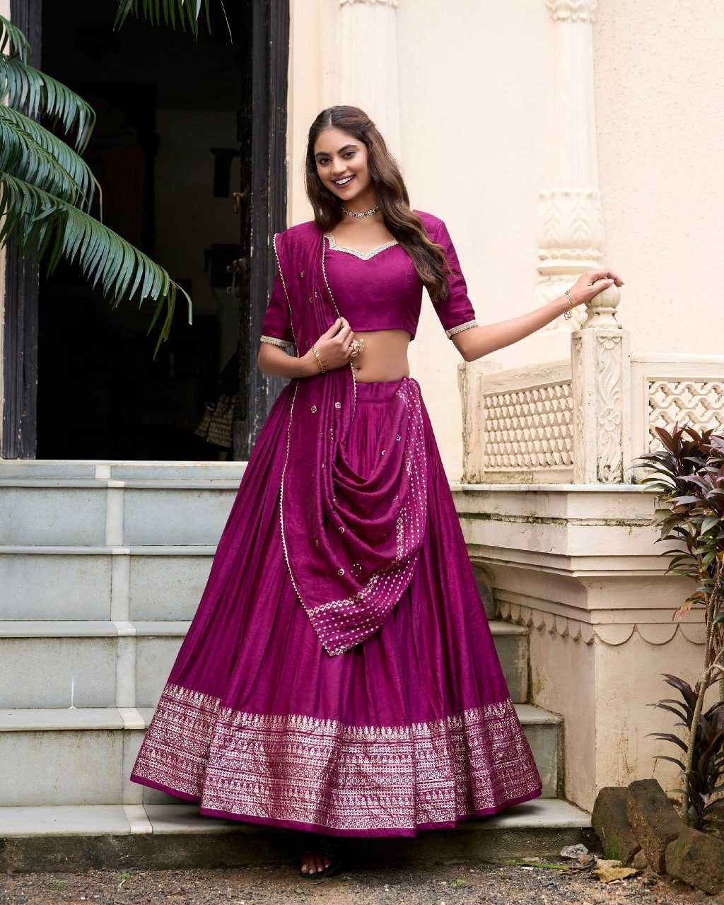 YNF CHANDERI SILK KESH134 PRIYADARSHI LEHENGAS WHOLESALE ZARI WORK WEDDING REDLEHENGAS MANUFACTURER - Deevit International