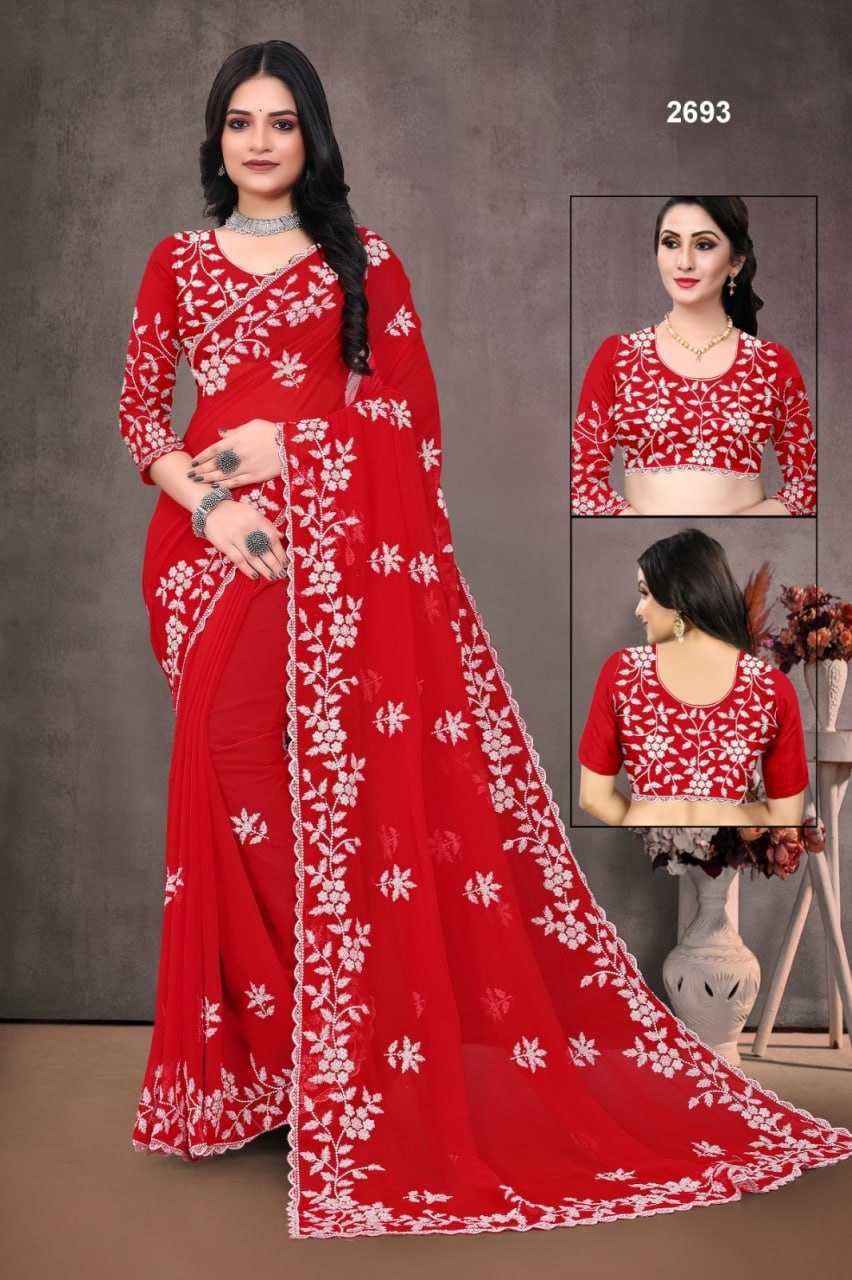 YNF GEORGETTE KESH114 2693 SAREES WHOLESALE DESIGNER FANCY WEDDING PARTY WEAR SAREES MANUFACTURER - Deevit International