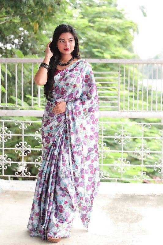 YNF JAPAN SARTIN RIN119 2134 SAREES WHOLESALE SATIN PRINTED LADIES SAREES MANUFACTURER - Deevit International