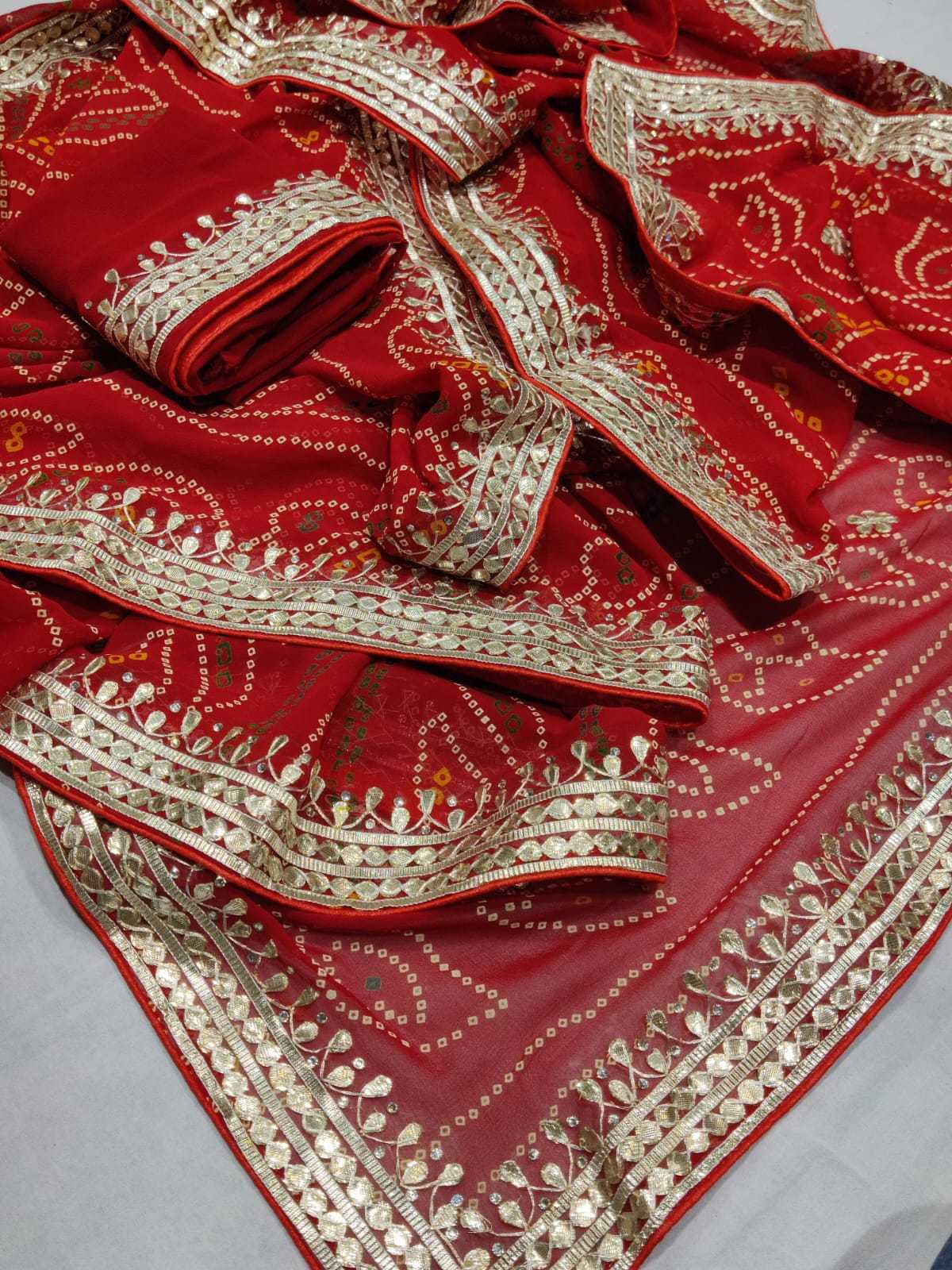 YNF PURE JORHAT RIN152 NSD75 SAREES WHOLESALE PRINTED GOTA PATTI EMBROIDERED RED SAREES MANUFACTURER