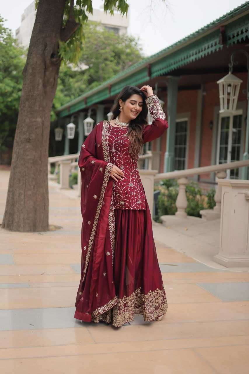 YNF RANGOLI SILK KESH215 1132 SUITS & DRESSES WHOLESALE EMBROIDERY LADIES SILK PALAZZO SUITS MANUFACTURE - Deevit International