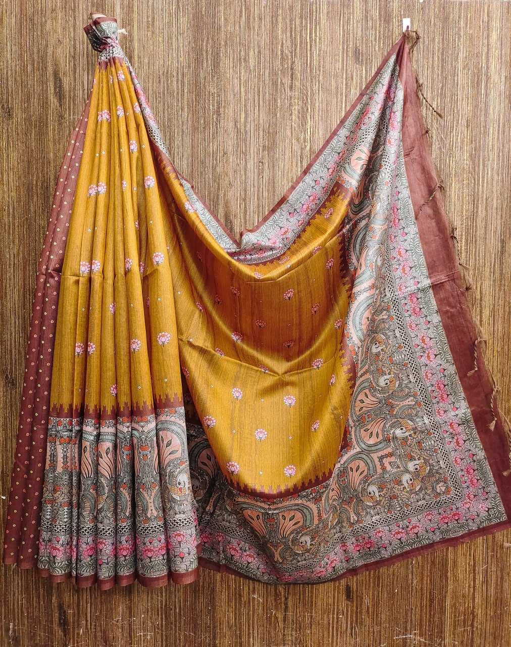 YNF TUSSAR SILK KESH165 RBN16 SILK SAREES  WHOLESALE SOFT SILK TUSSAR SILK PRINTED SILK KALAMKARI SILK SAREES MANUFACTURER