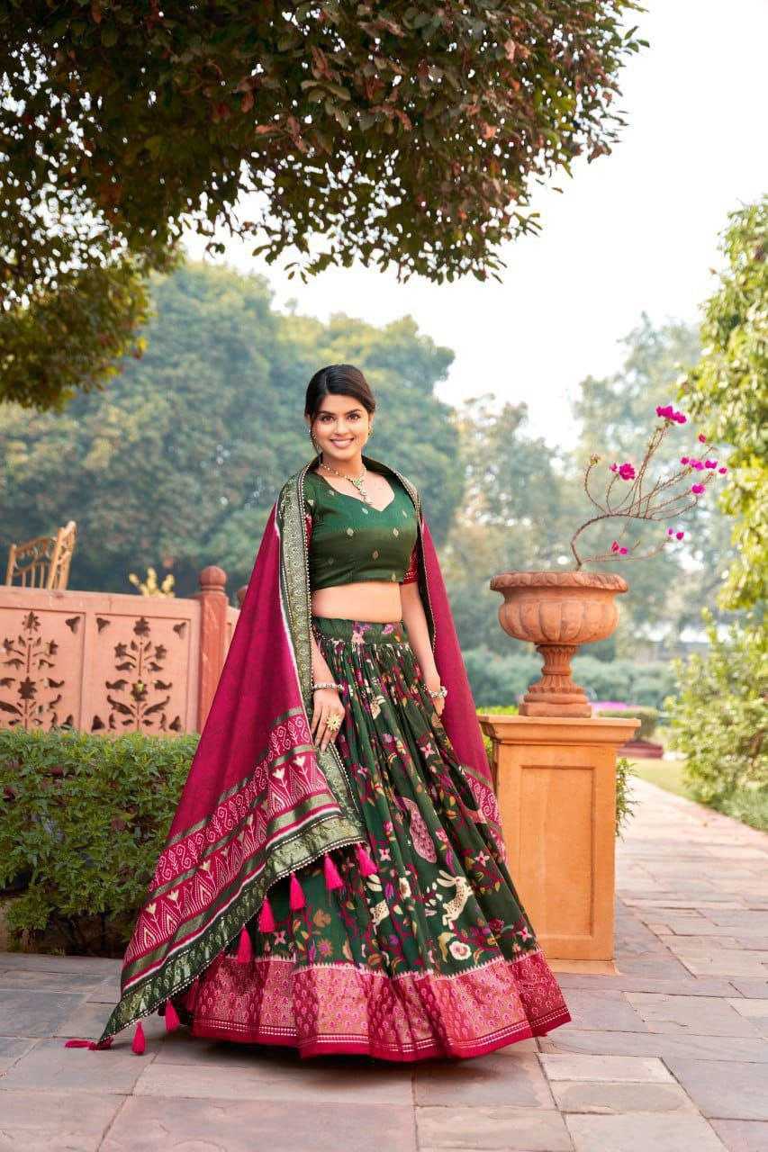 YNF TUSSAR SILK KESH187 Rabbit LEHENGAS WHOLESALE SILK TRADITIONAL PRINTED LEHENGA WITH BLOUE WEDDING LEHENGAS MANUFACTURER - Deevit International