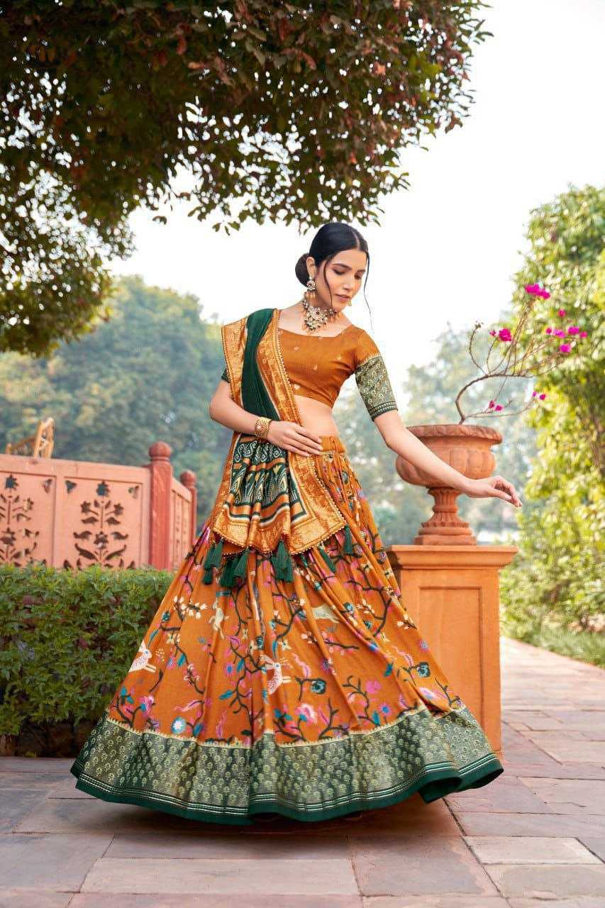 YNF TUSSAR SILK KESH187 Rabbit LEHENGAS WHOLESALE SILK TRADITIONAL PRINTED LEHENGA WITH BLOUE WEDDING LEHENGAS MANUFACTURER - Deevit International