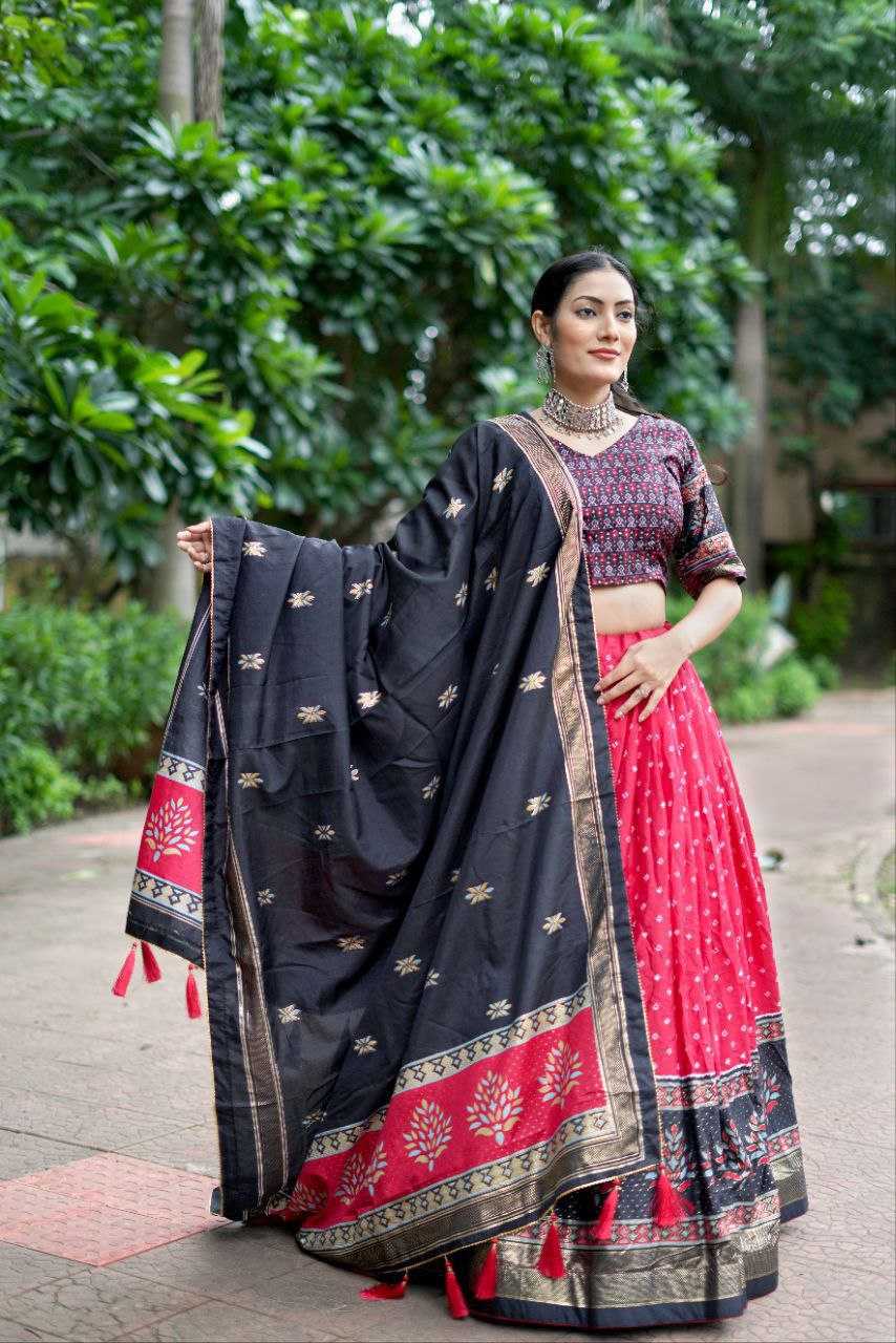 YNF TUSSAR SILK KESH187 Tree bandhni LEHENGAS WHOLESALE SILK TRADITIONAL PRINTED LEHENGA WITH DUPTTA WEDDING LEHENGAS MANUFACTURER - Deevit International