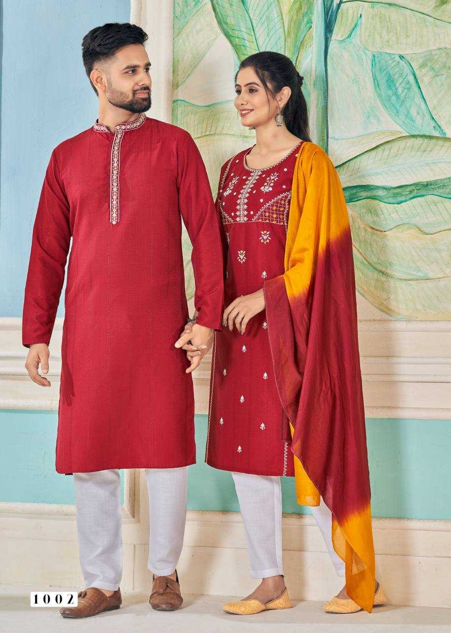 YNF VISCOSE RIN131 V13 COUPLE WEAR WHOLESALE MENS KURTA PAYJAM & FEMALE KURTIS BOTTOM MANUFACTURER