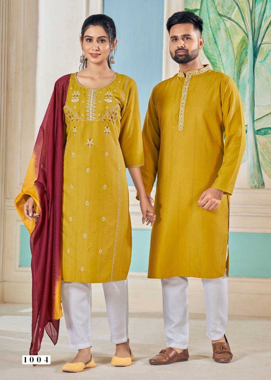 YNF VISCOSE RIN131 V13 COUPLE WEAR WHOLESALE MENS KURTA PAYJAM & FEMALE KURTIS BOTTOM MANUFACTURER