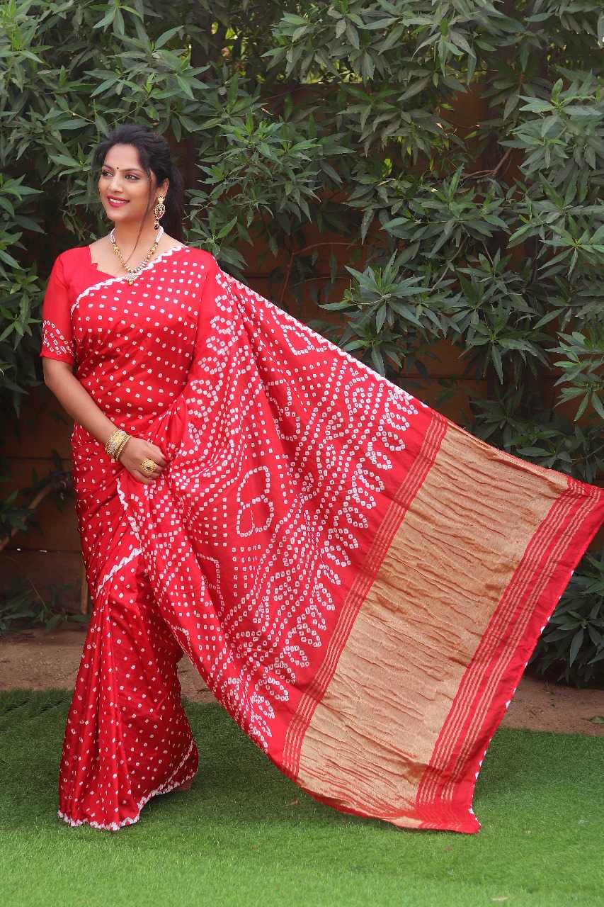 YNF BANDHANI SILK RIN144 SUHASINI SILK SAREES WHOLESALE BANDHANI GAJJI MODAL SILK SAREE FOR WEDDING SAREES MANUFACTURER - Deevit International