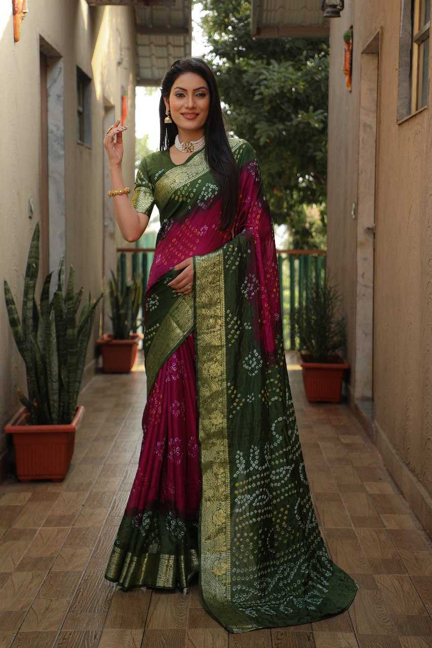 YNF BANDHEJ SILK RIN144 RANGOLI-2 SAREES WHOLESALE TRADITIONAL FESTIVEL LADIES BANDHE SILK SAREES FOR WEDDING MANUFACTURER - Deevit International