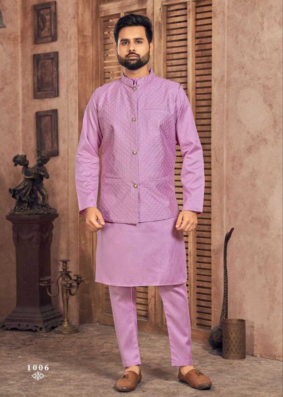 YNF BANGLORI SILK KESH246 MANYAVAR V-2 WHOLESALE MENS WEAR PATHANI SUIT SILK KURTA MANUFACTURER - Deevit International