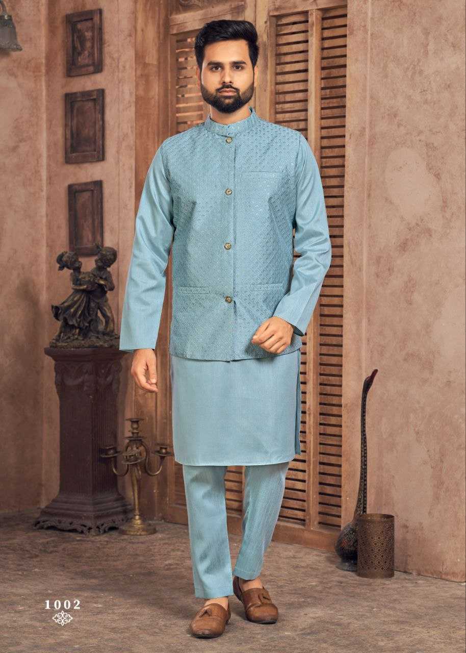 YNF BANGLORI SILK KESH246 MANYAVAR V-2 WHOLESALE MENS WEAR PATHANI SUIT SILK KURTA MANUFACTURER - Deevit International