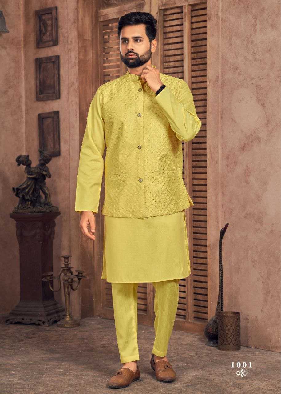 YNF BANGLORI SILK KESH246 MANYAVAR V-2 WHOLESALE MENS WEAR PATHANI SUIT SILK KURTA MANUFACTURER - Deevit International