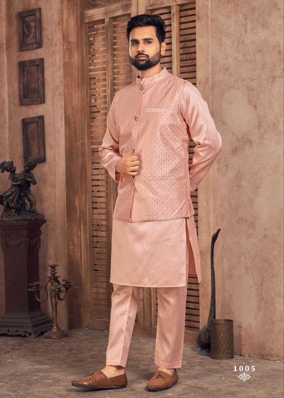 YNF BANGLORI SILK KESH246 MANYAVAR V-2 WHOLESALE MENS WEAR PATHANI SUIT SILK KURTA MANUFACTURER - Deevit International