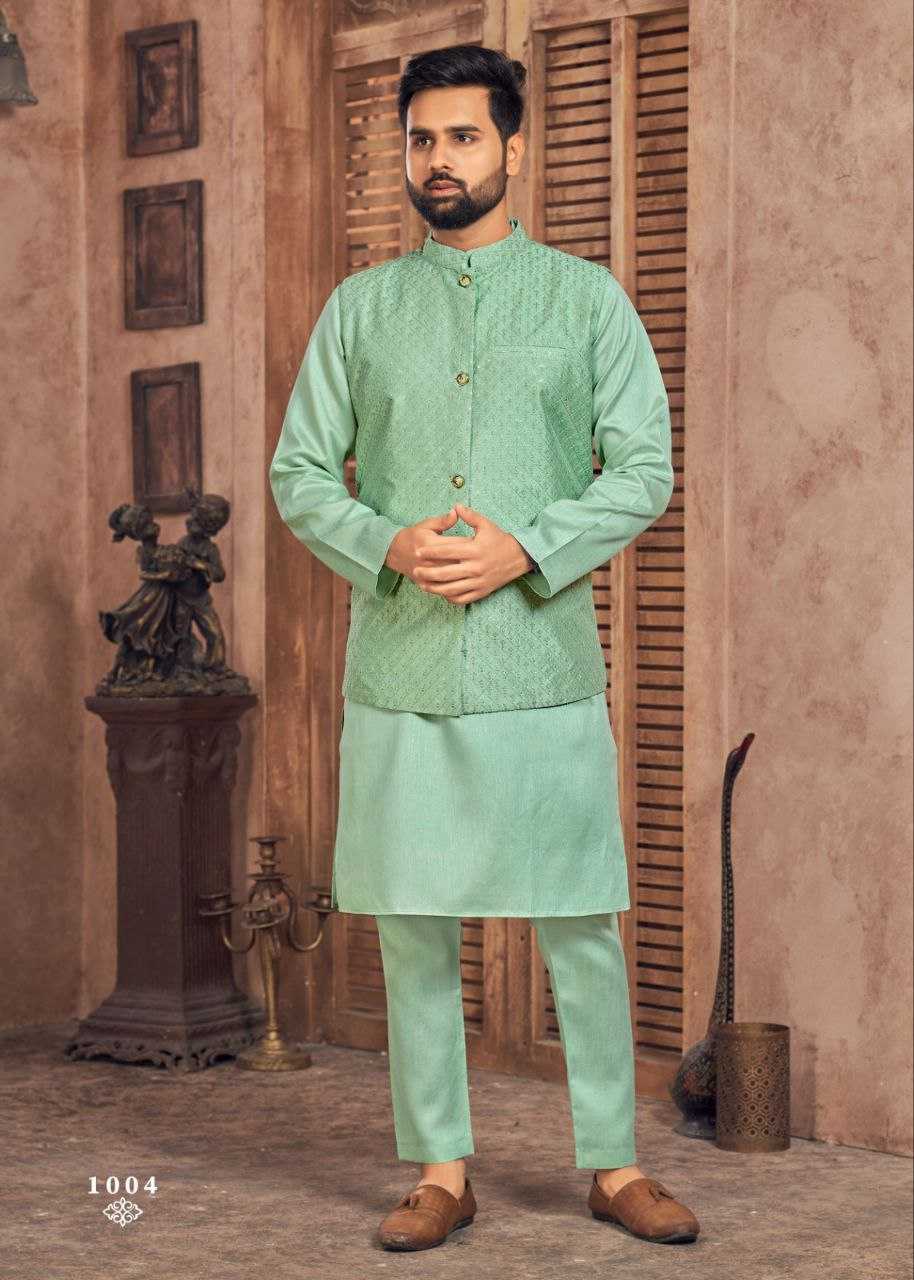 YNF BANGLORI SILK KESH246 MANYAVAR V-2 WHOLESALE MENS WEAR PATHANI SUIT SILK KURTA MANUFACTURER - Deevit International