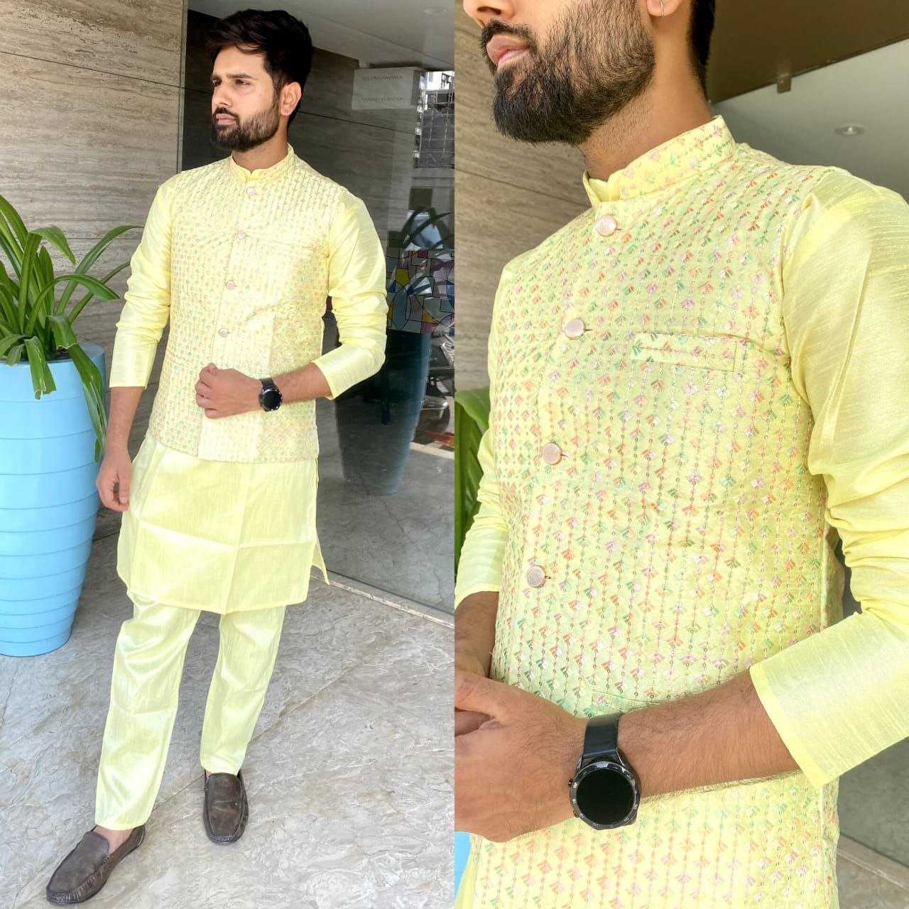 YNF BANGLORI SILK KESH246 MANYAVAR V-3 WHOLESALE MENS WEAR PATHANI SUIT SILK KURTA MANUFACTURER - Deevit International