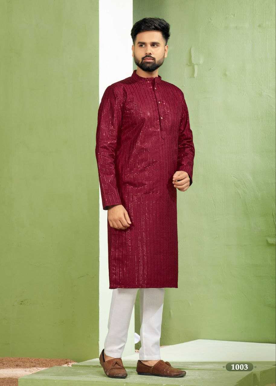 YNF BANGLORI SILK KESH246 ROYAL MEN V-6 MENS WEAR WHOLESALE SILK KURTA EMBROIDERED KUTRA PAJAMA MANUFACTURER - Deevit International