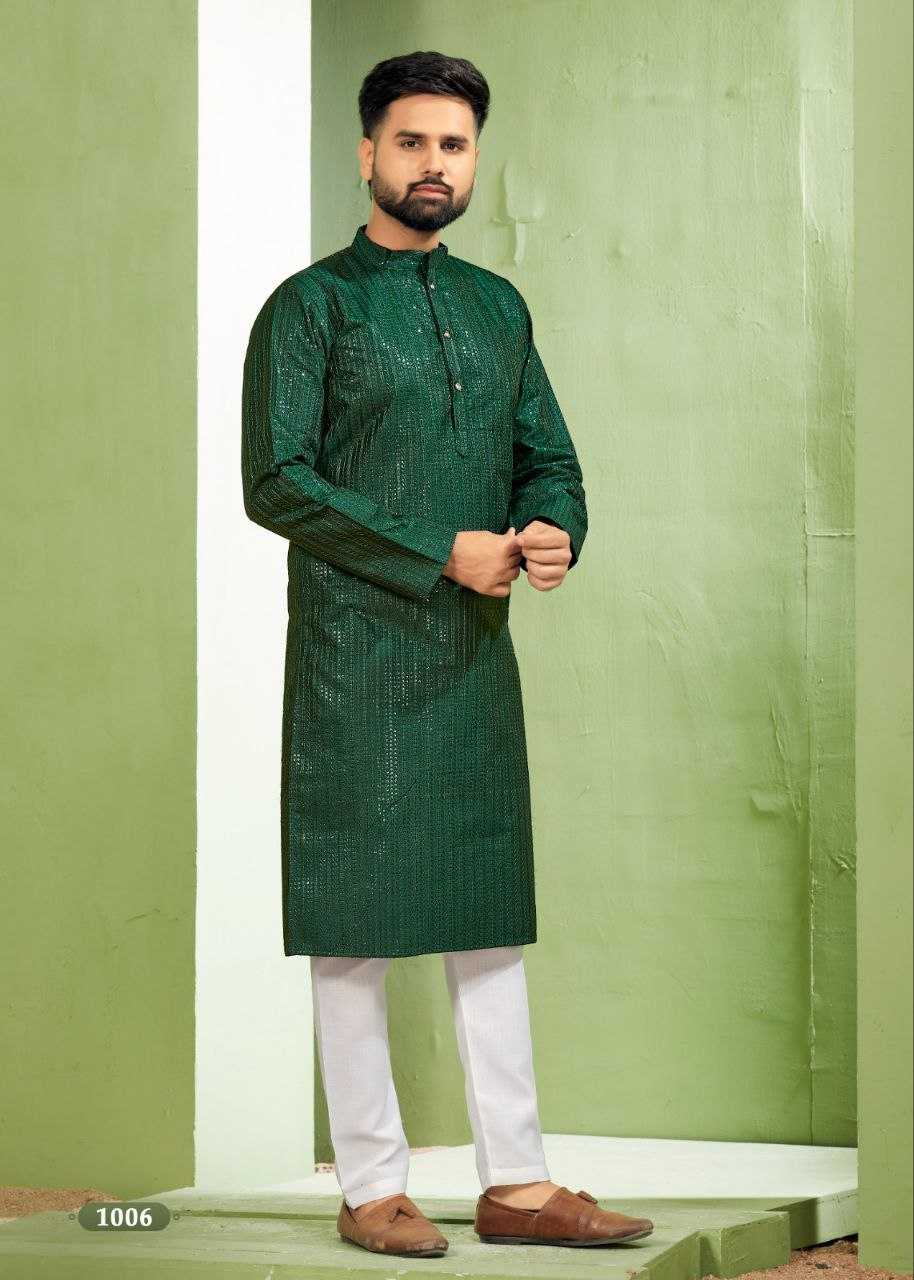 YNF BANGLORI SILK KESH246 ROYAL MEN V-6 MENS WEAR WHOLESALE SILK KURTA EMBROIDERED KUTRA PAJAMA MANUFACTURER - Deevit International