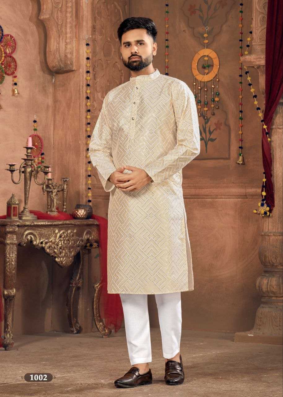 YNF BANGLORI SILK KESH246 ROYAL MEN V-8 MENS WEAR WHOLESALE SILK KURTA EMBROIDERED KUTRA PAJAMA MANUFACTURER - Deevit International