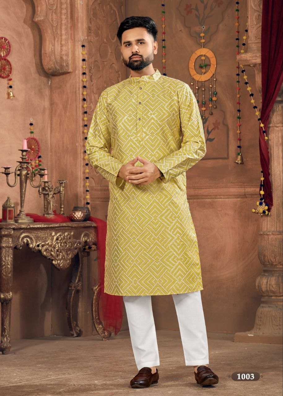 YNF BANGLORI SILK KESH246 ROYAL MEN V-8 MENS WEAR WHOLESALE SILK KURTA EMBROIDERED KUTRA PAJAMA MANUFACTURER - Deevit International