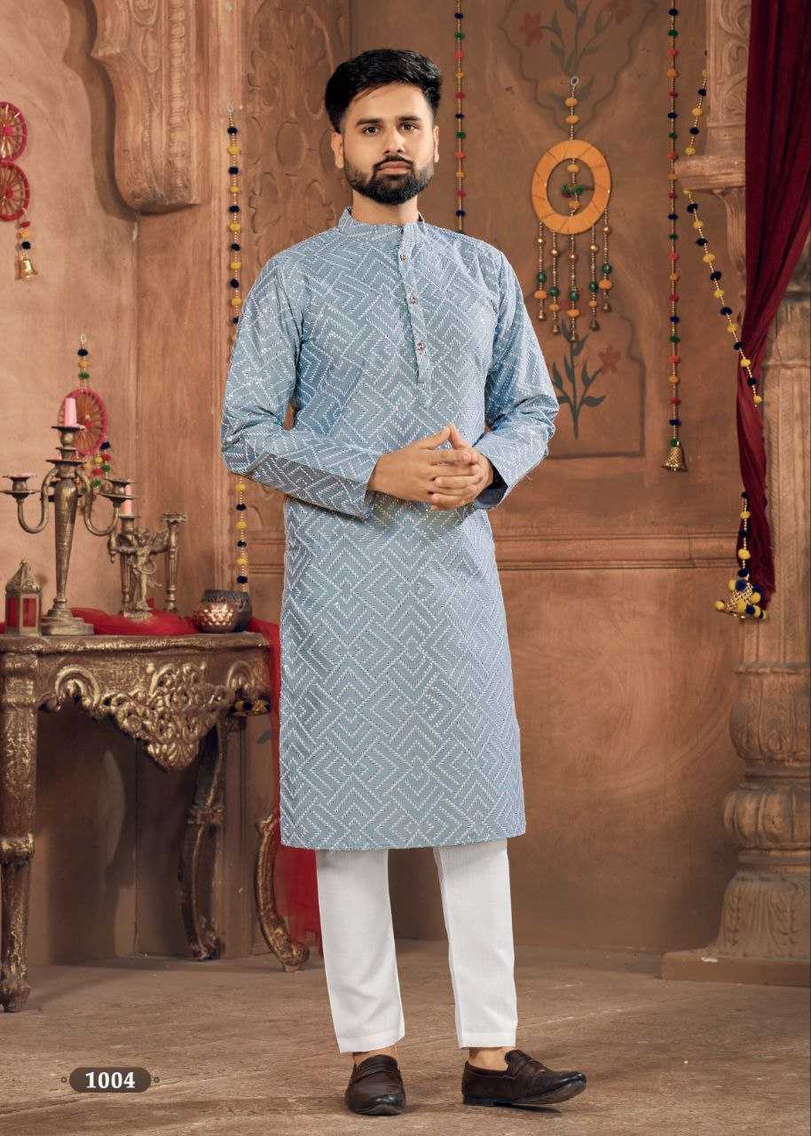 YNF BANGLORI SILK KESH246 ROYAL MEN V-8 MENS WEAR WHOLESALE SILK KURTA EMBROIDERED KUTRA PAJAMA MANUFACTURER - Deevit International