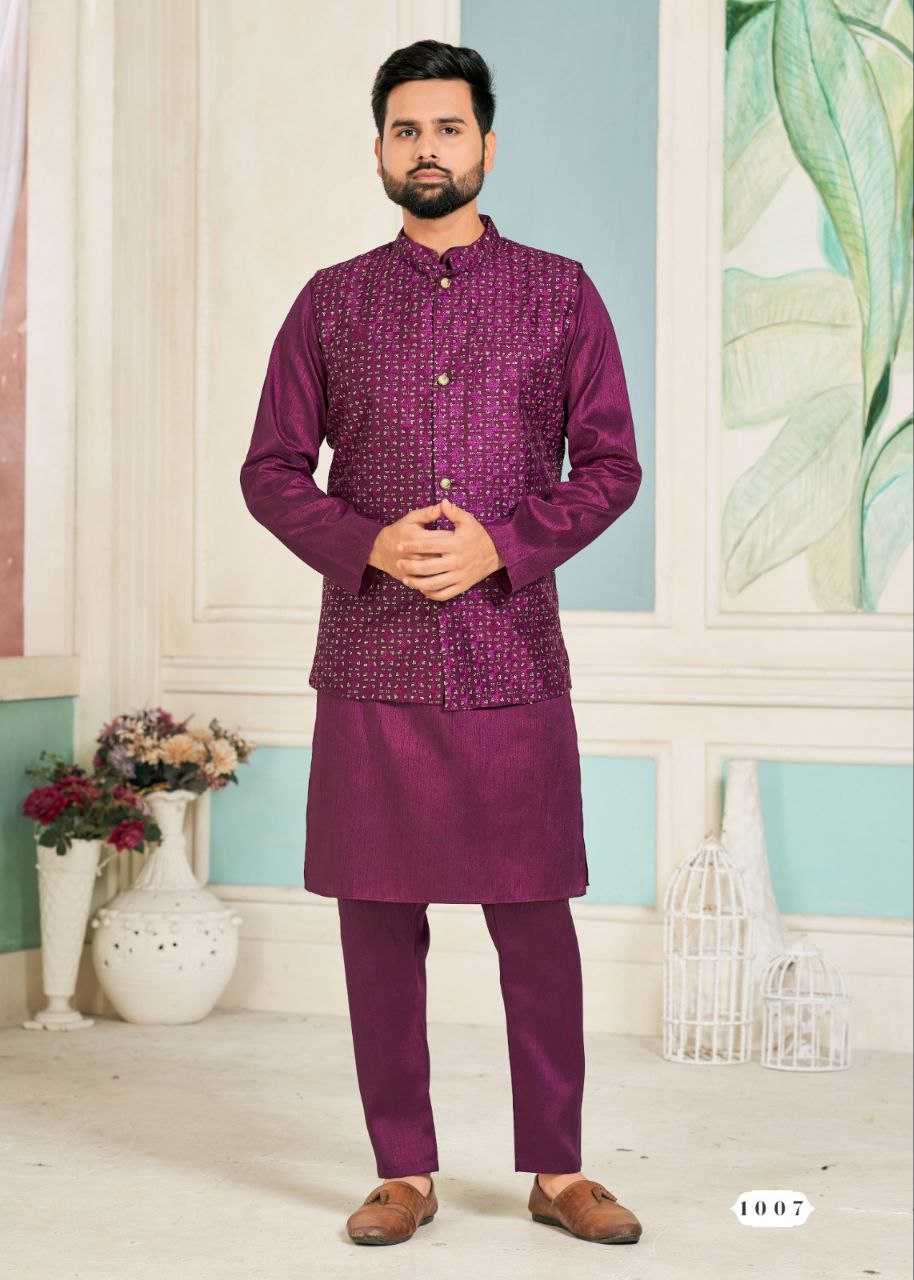 YNF BANGLORI SILK KESH246 SWAYAMVAR WHOLESALE MENS WEAR PATHANI SUIT SILK KURTA MANUFACTURER - Deevit International