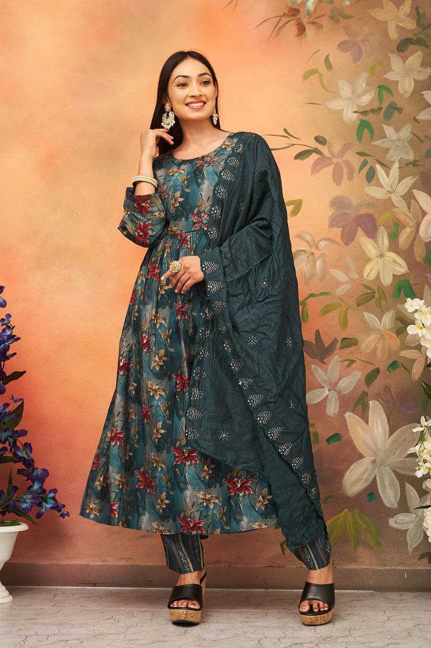 YNF CHANDER SILK KESH246 KANGANA SUITS & DRESSES WHOLESALE PRINTED ANARKALI CHANDERI SUITS MANUFACTURE - Deevit International