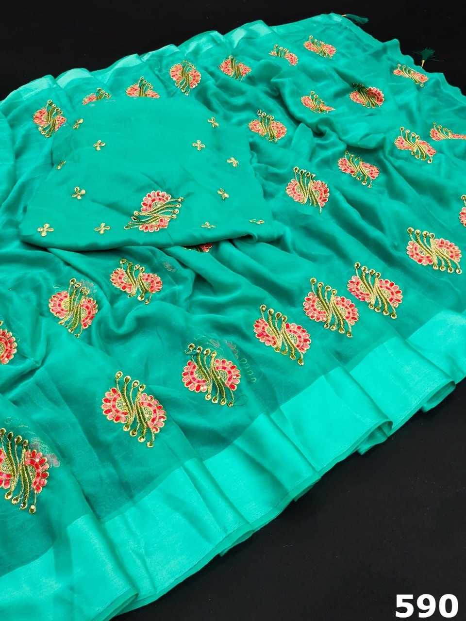 YNF CHIFFON KESH114 590 SAREES WHOLESALE TRADITIONAL CHIFFON EMBROIDERY LIGHT WEIGHT SAREES MANUFACTURER - Deevit International