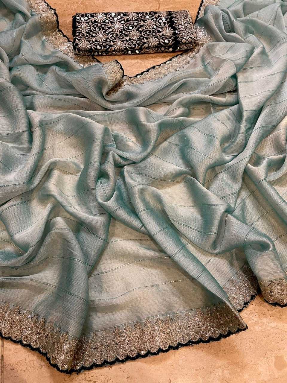 YNF CHIFFON KESH195 KRF24 SAREES WHOLESALE CHIFFON PARTY WEAR SEQUENCE SAREES MANUFACTURER - Deevit International