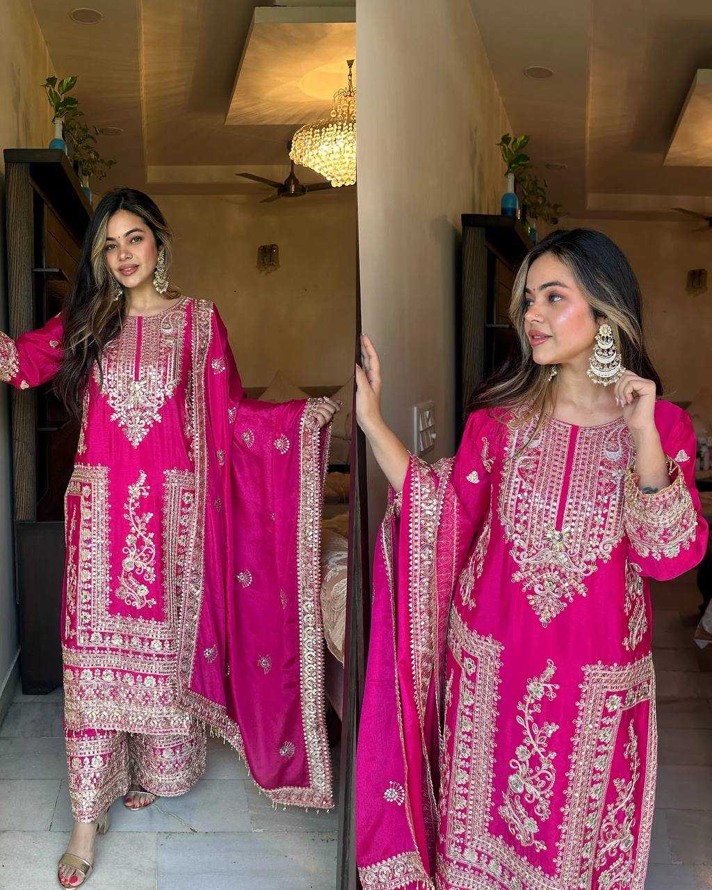 YNF CHINON SILK KESH123 5146 SUITS & DRESSES WHOLESALE PAKISTANI EMBROIDERY SILK EID COLLECTIONS SUITS MANUFACTURE - Deevit International